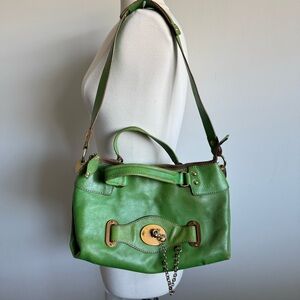 orYANY green leather satchel handbag